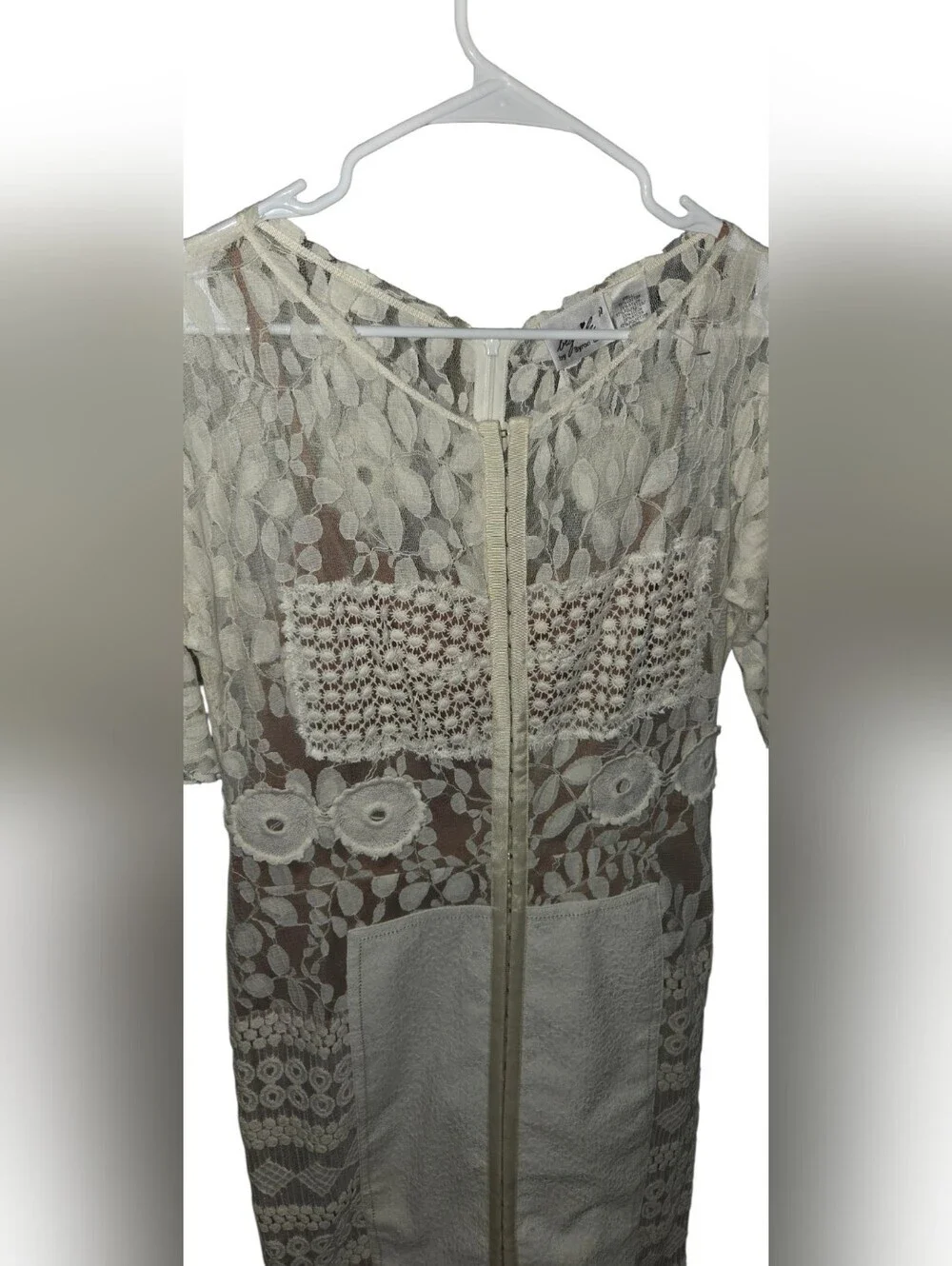 Byron Lars Cream Lace Zip-Front Mini Dress